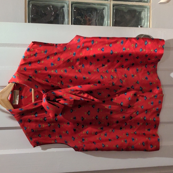 Vintage silk sleeveless shirt, size L - Picture 1 of 5